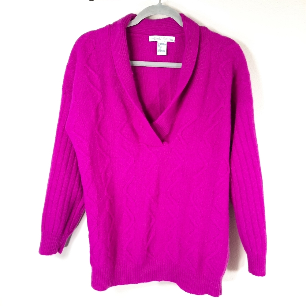 DAVID HOLLIS Fuchsia  Lambswool/Angora Sweater Size XL
